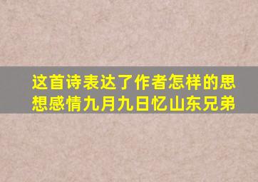 这首诗表达了作者怎样的思想感情九月九日忆山东兄弟