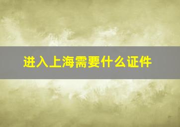 进入上海需要什么证件