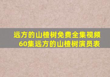 远方的山楂树免费全集视频60集远方的山楂树演员表