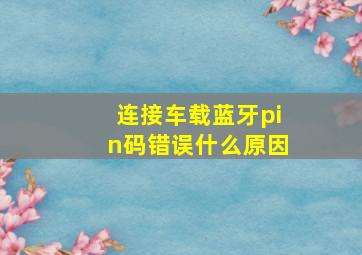 连接车载蓝牙pin码错误什么原因