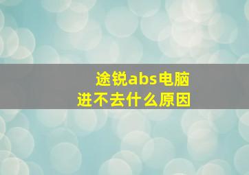 途锐abs电脑进不去什么原因