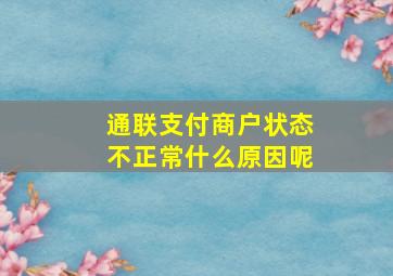 通联支付商户状态不正常什么原因呢