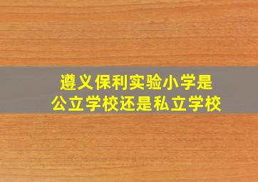 遵义保利实验小学是公立学校还是私立学校