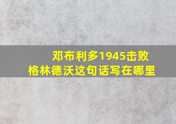 邓布利多1945击败格林德沃这句话写在哪里