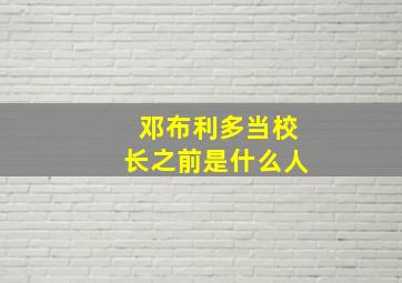 邓布利多当校长之前是什么人