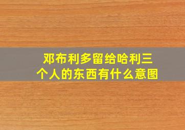 邓布利多留给哈利三个人的东西有什么意图