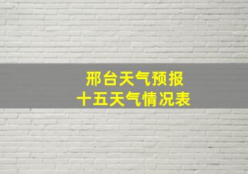 邢台天气预报十五天气情况表