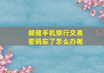 邮储手机银行交易密码忘了怎么办呢