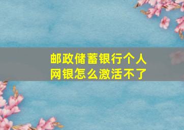 邮政储蓄银行个人网银怎么激活不了