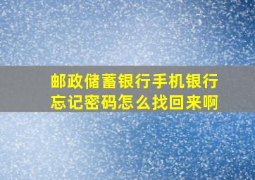 邮政储蓄银行手机银行忘记密码怎么找回来啊