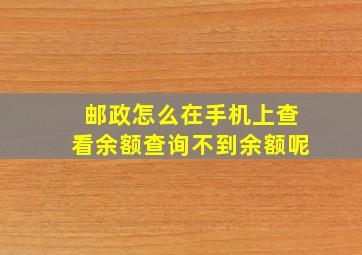 邮政怎么在手机上查看余额查询不到余额呢