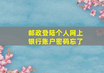 邮政登陆个人网上银行账户密码忘了