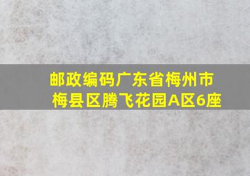 邮政编码广东省梅州市梅县区腾飞花园A区6座