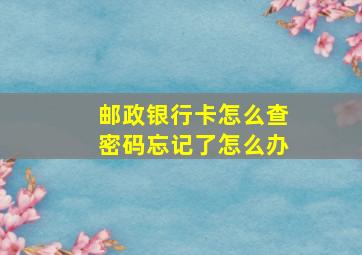 邮政银行卡怎么查密码忘记了怎么办