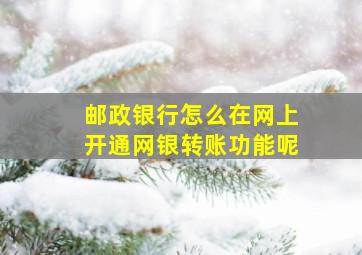 邮政银行怎么在网上开通网银转账功能呢