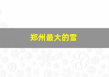 郑州最大的雪