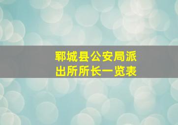 郓城县公安局派出所所长一览表