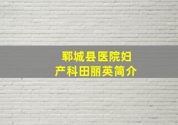 郓城县医院妇产科田丽英简介