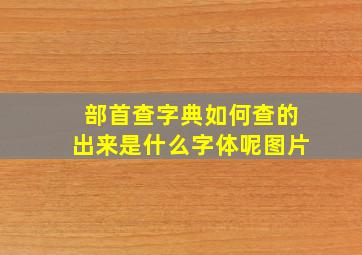 部首查字典如何查的出来是什么字体呢图片