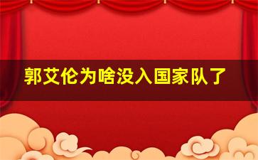 郭艾伦为啥没入国家队了