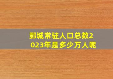 鄄城常驻人口总数2023年是多少万人呢