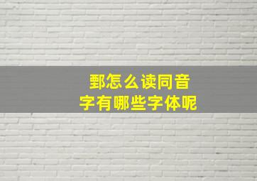 鄄怎么读同音字有哪些字体呢