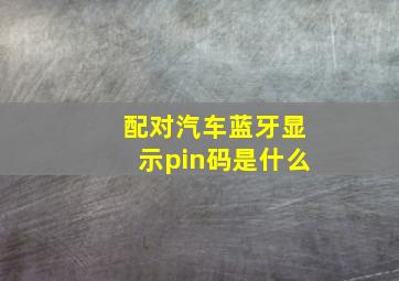 配对汽车蓝牙显示pin码是什么