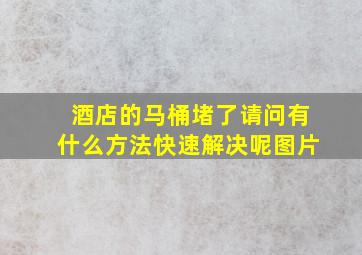 酒店的马桶堵了请问有什么方法快速解决呢图片