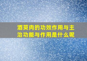 酒萸肉的功效作用与主治功能与作用是什么呢