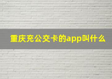 重庆充公交卡的app叫什么