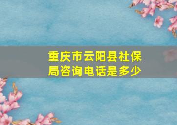 重庆市云阳县社保局咨询电话是多少