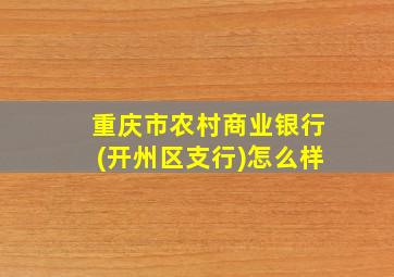 重庆市农村商业银行(开州区支行)怎么样