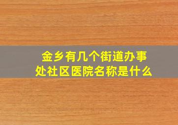 金乡有几个街道办事处社区医院名称是什么