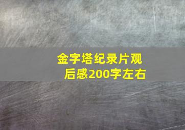 金字塔纪录片观后感200字左右