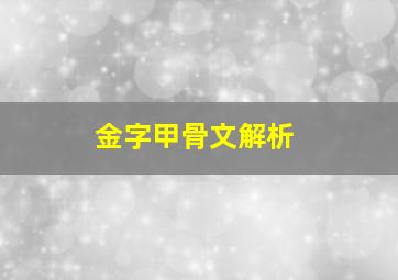 金字甲骨文解析