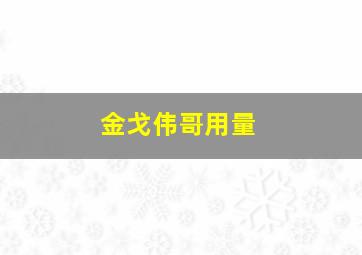 金戈伟哥用量