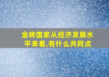 金砖国家从经济发展水平来看,有什么共同点