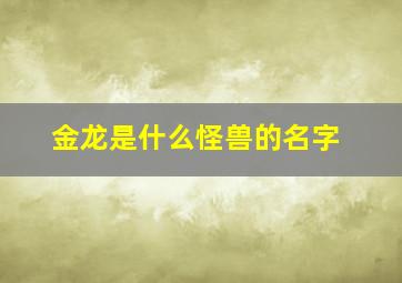 金龙是什么怪兽的名字