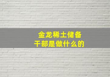 金龙稀土储备干部是做什么的