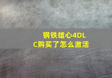 钢铁雄心4DLC购买了怎么激活