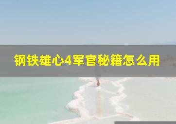 钢铁雄心4军官秘籍怎么用