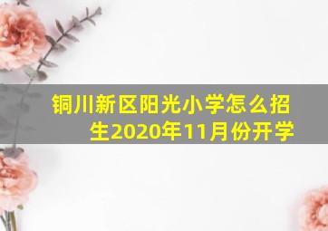 铜川新区阳光小学怎么招生2020年11月份开学