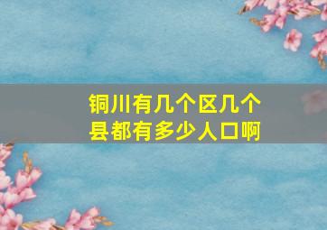 铜川有几个区几个县都有多少人口啊