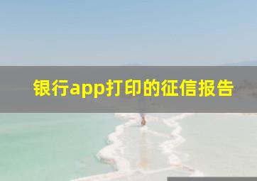 银行app打印的征信报告