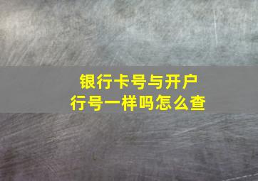 银行卡号与开户行号一样吗怎么查