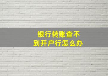 银行转账查不到开户行怎么办