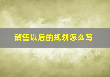 销售以后的规划怎么写