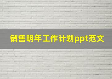 销售明年工作计划ppt范文