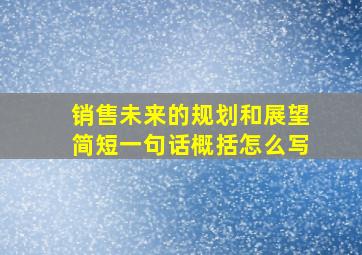 销售未来的规划和展望简短一句话概括怎么写