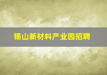 锡山新材料产业园招聘